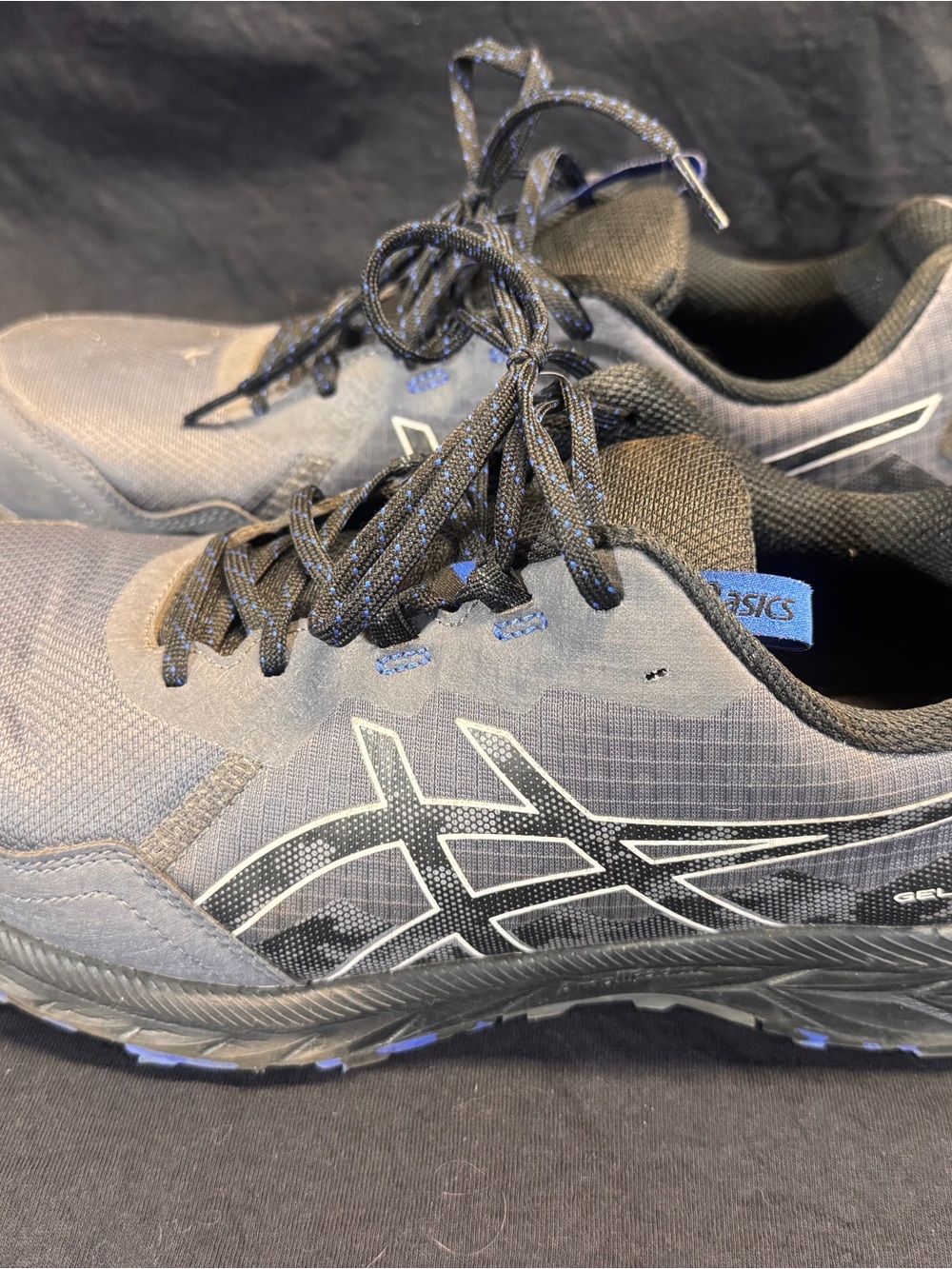 ASICS Men's Black and Blue Athletic Running Shoes